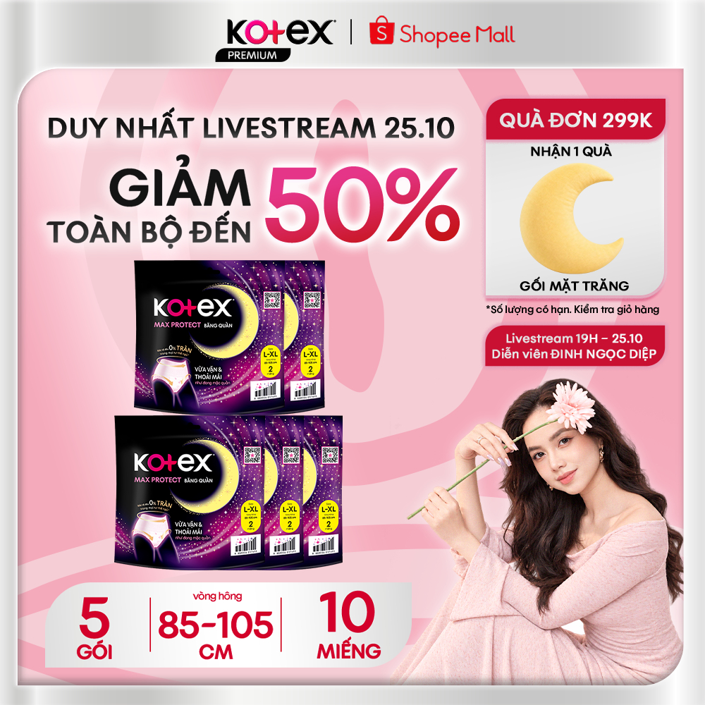Combo 5 Băng vệ sinh Kotex Ban Đêm dạng quần cỡ L/XL 2x16