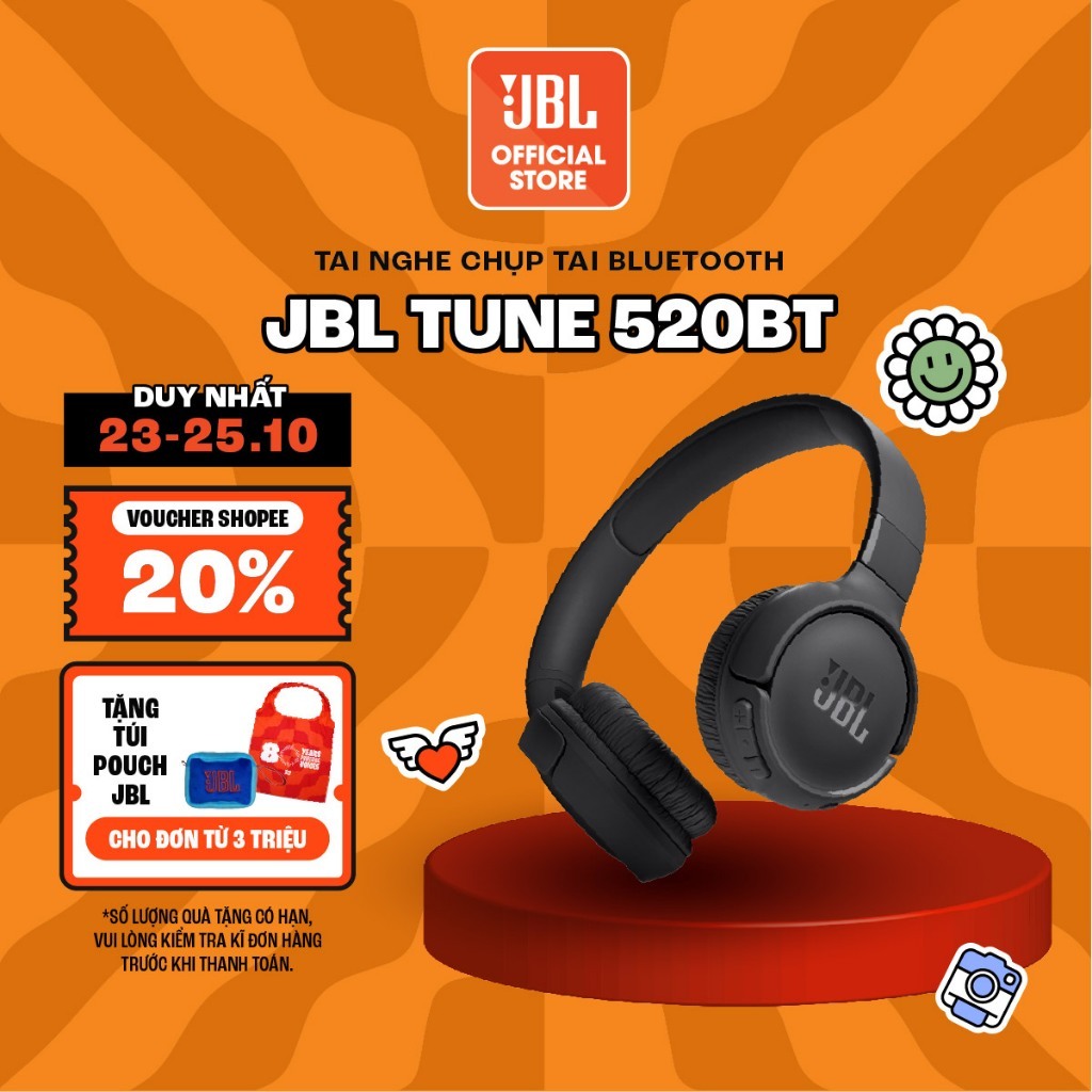 Tai Nghe Chụp Tai Bluetooth JBL Tune 520BT - Hàng Chính Hãng