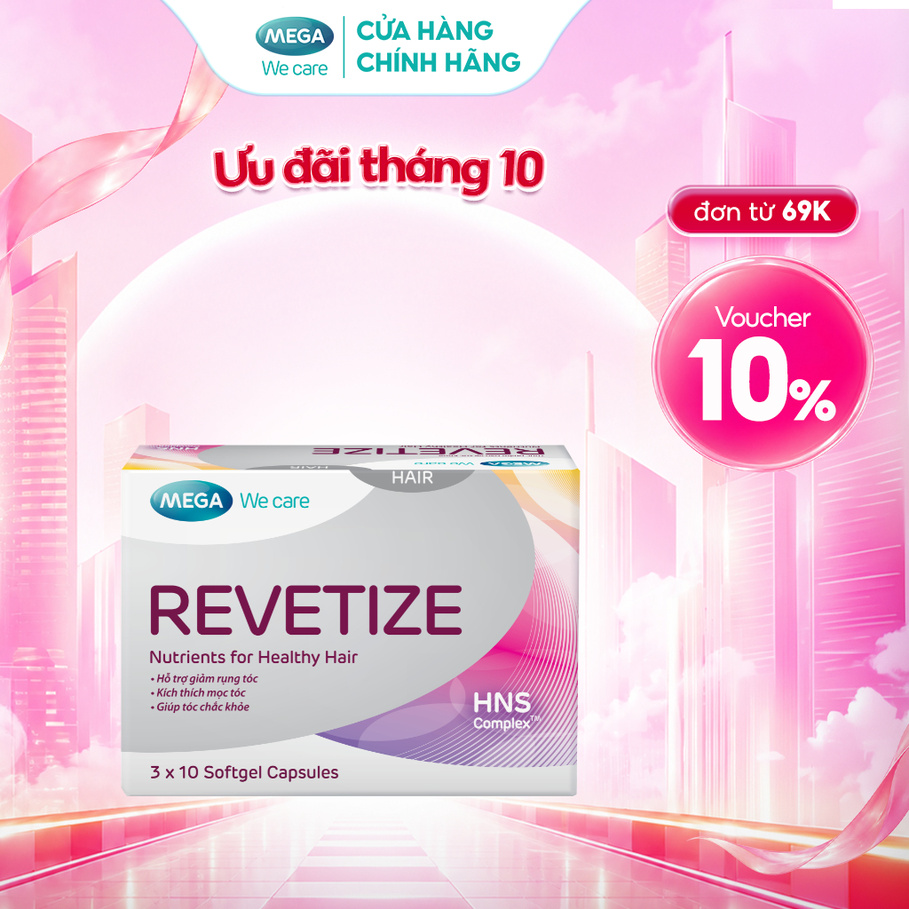 Viên uống hỗ trợ giảm rụng tóc, kích thích mọc tóc Mega We Care Revetize (30 viên) – TPBVSK