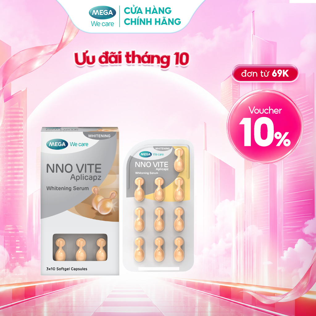 Serum dưỡng trắng da, mờ đốm nâu, đều màu da - NNO VITE Mega We Care (30 viên)