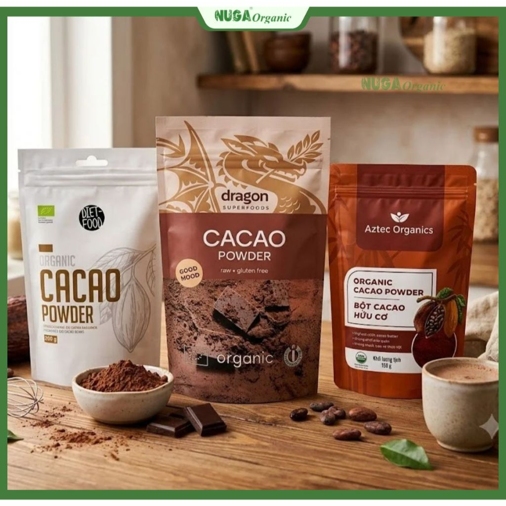 Bột Cacao Nguyên chất hữu cơ giàu dinh dưỡng (Organic Raw Cacao Powder) - Dragon Superfoods, Diet Food, Aztec Organics
