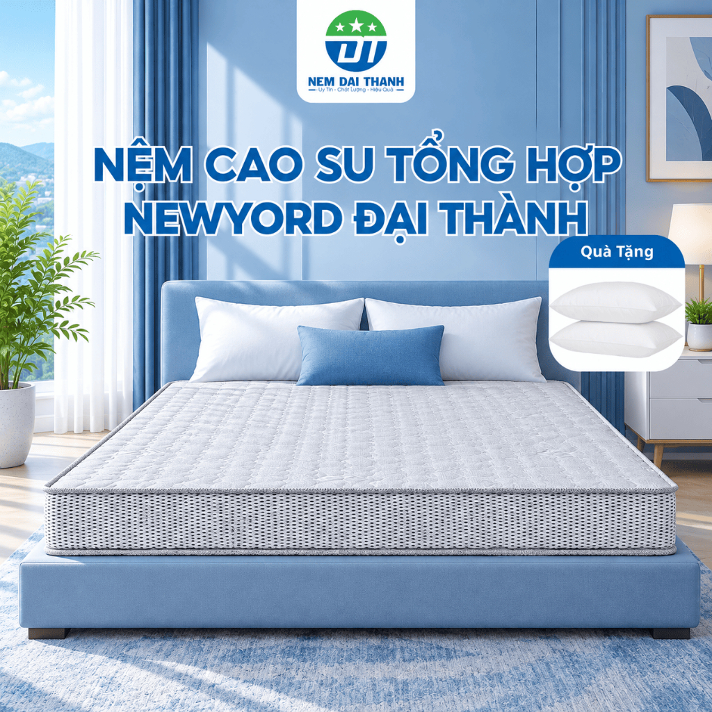 (TẶNG 2 GỐI NGỦ) Nệm Cao Su Tổng Hợp Đa Tầng Newyord Đại Thành, Bảo Hành 15 Năm, Êm Ái Thoáng Khí