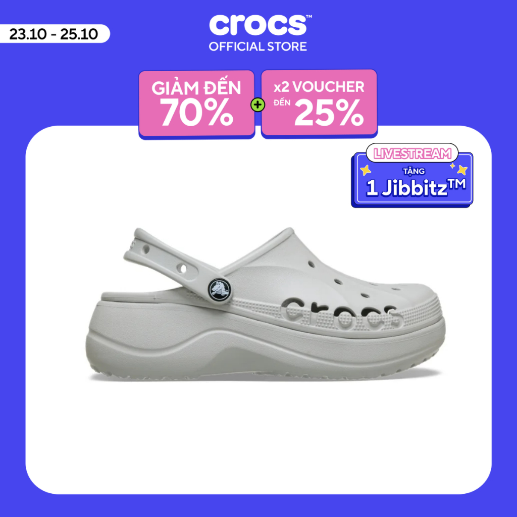 Giày Clog Nữ Crocs Baya Platform - Pearl - 208186-101