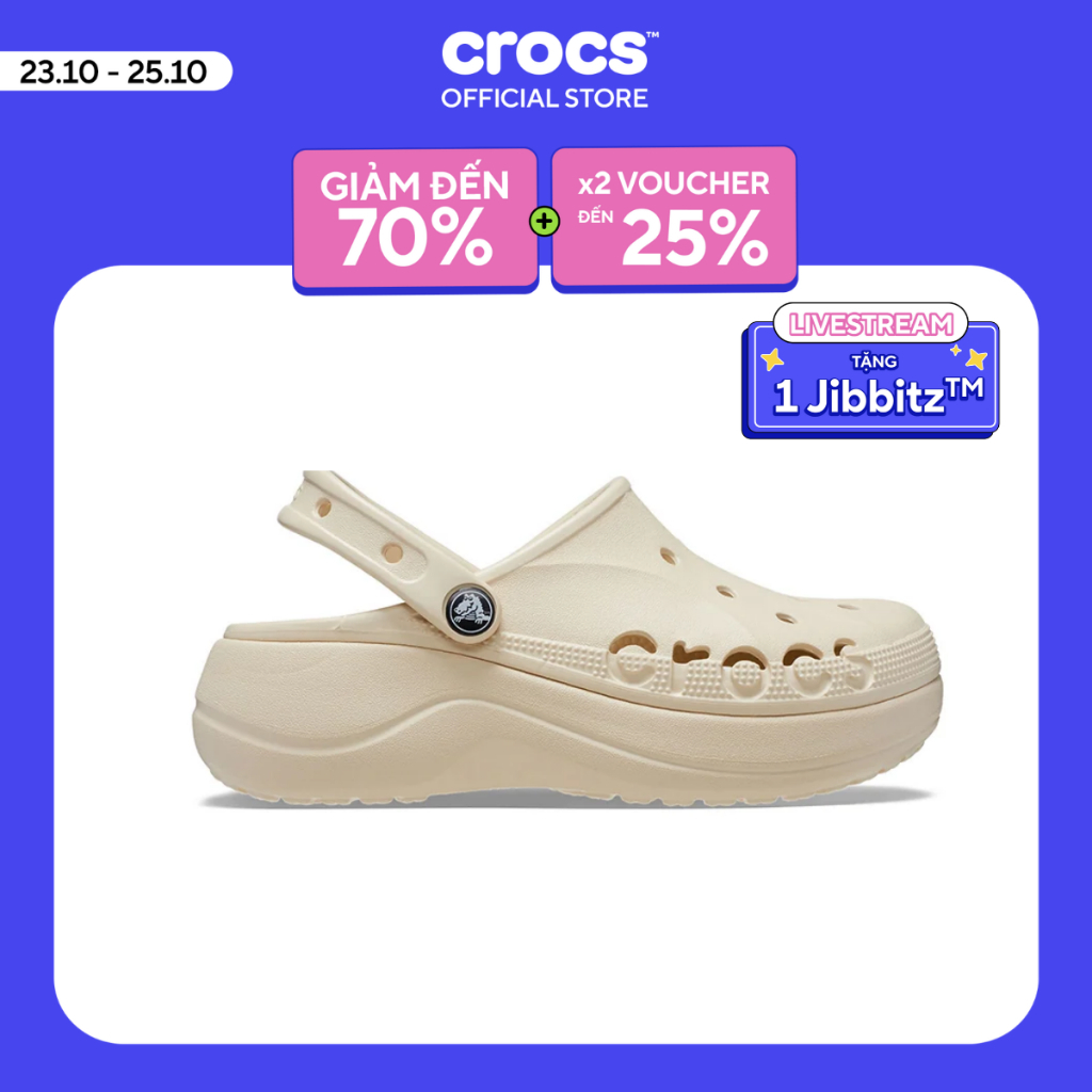 Giày Clog Nữ Crocs Baya Platform - Winter White - 208186-11S