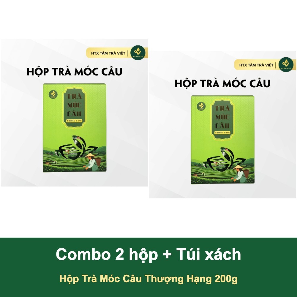 Combo 2 Hộp Trà Móc Câu Thái Nguyên Thượng Hạng 200g Kèm Túi Xách - Quà Biếu Tết, Quà 20/11 Tặng Thầy Cô - TRAVINA