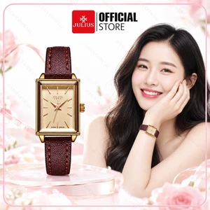 Julius Official | Đồng hồ nữ dây da Julius JA-787 nâu, size 20x24