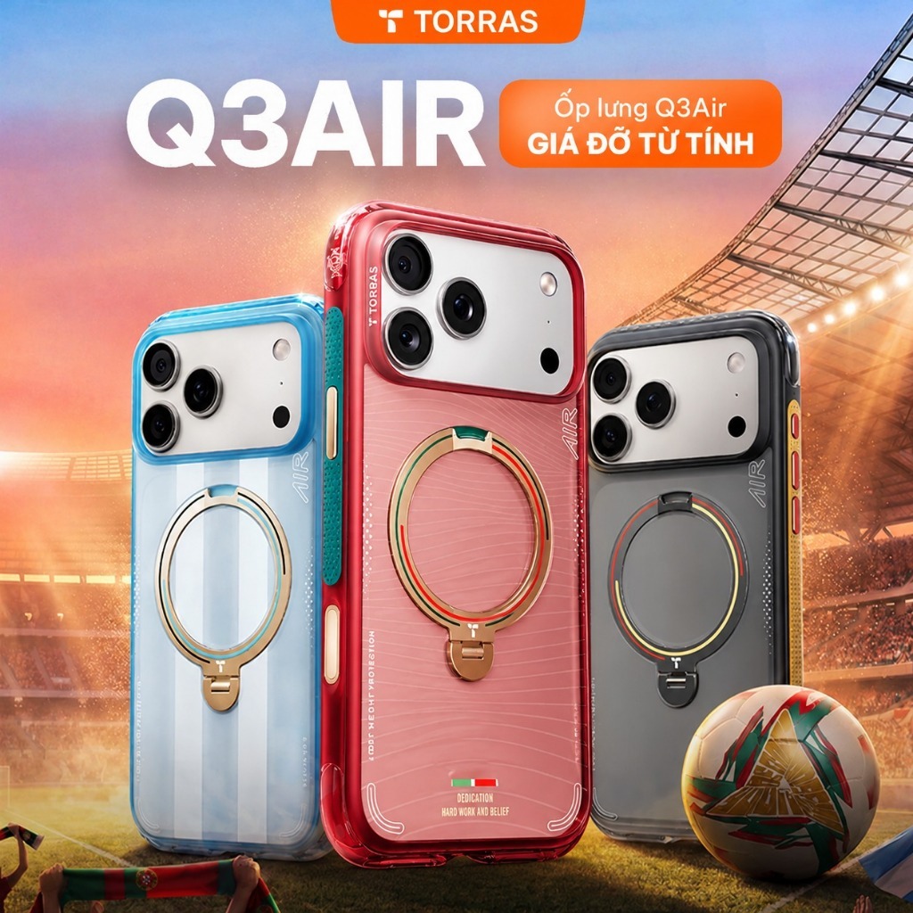 【Công nghệ đệm khí độc quyền】TORRAS Ốp Lưng Q3Air Chống Sốc 360° Xoay,Bảo Vệ Camera, Hỗ Trợ Sạc Magnetic, Cho iphone