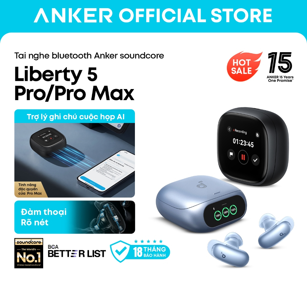 [MỚI] Anker soundcore Tai nghe bluetooth Anker Soundcore Liberty 5 Pro/ Pro Max, Đàm thoại rõ nét chuẩn kỷ lục Guinness