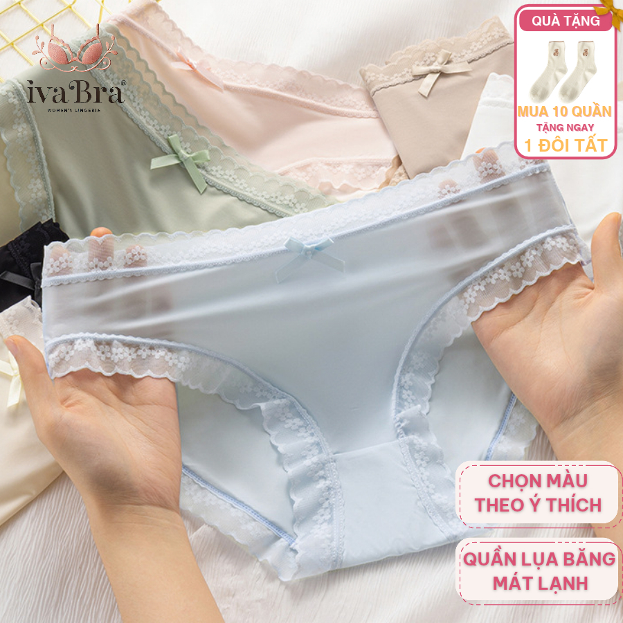 Combo 10 Quần Lót Nữ Lụa Băng Tàng Hình Cạp Ren Viền Hoa Sexy Mềm Mịn Thoáng Khí Co Giãn Tốt QL 108 (MÃ 325)