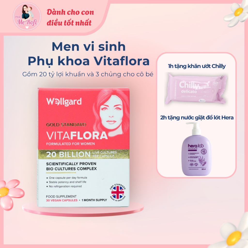 Men vi sinh phụ khoa Vitaflora 20 tỷ lợi khuẩn Anh Quốc nhập khẩu - Mẹ Rofi