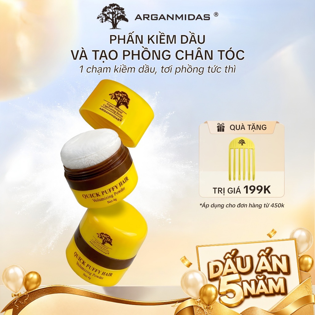 Phấn Kiềm Dầu Tạo Phồng Chân Tóc Arganmidas, Phấn Gội Khô Giúp Tóc Bồng Bềnh