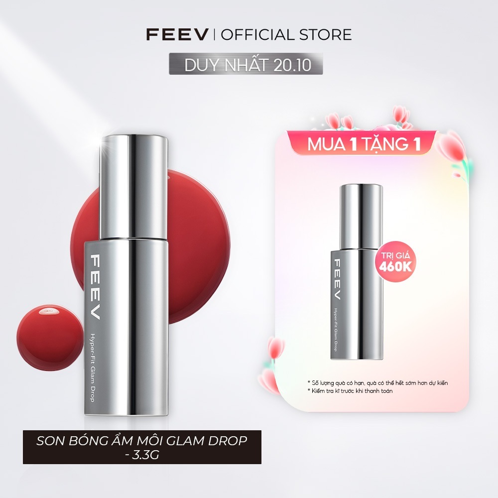 [MUA 1 TẶNG 1] Son TINT bóng thuần chay dưỡng ẩm căng mọng FEEV Hyper-Fit Glam Drop 3.3g