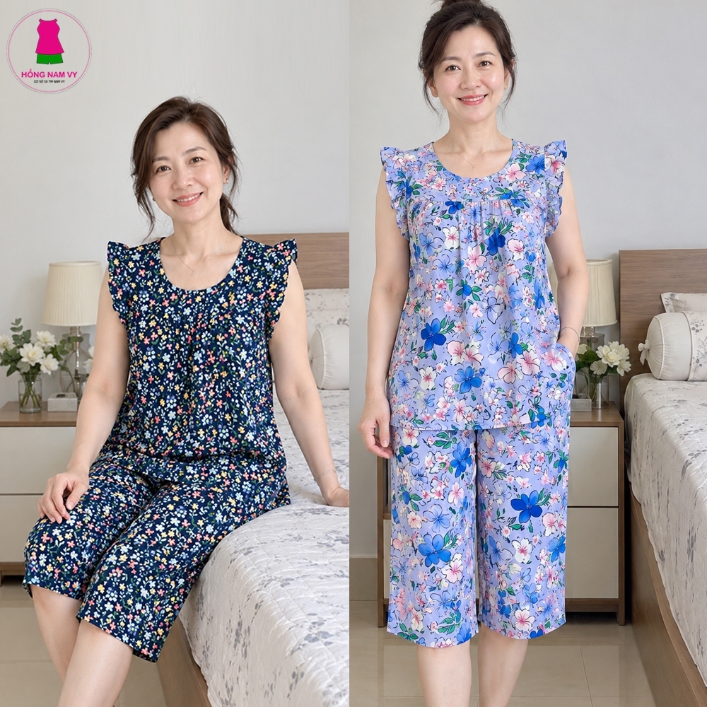 Đồ bộ trung niên lửng cánh tiên tole lanh 2 da 48-75kg loại đẹp