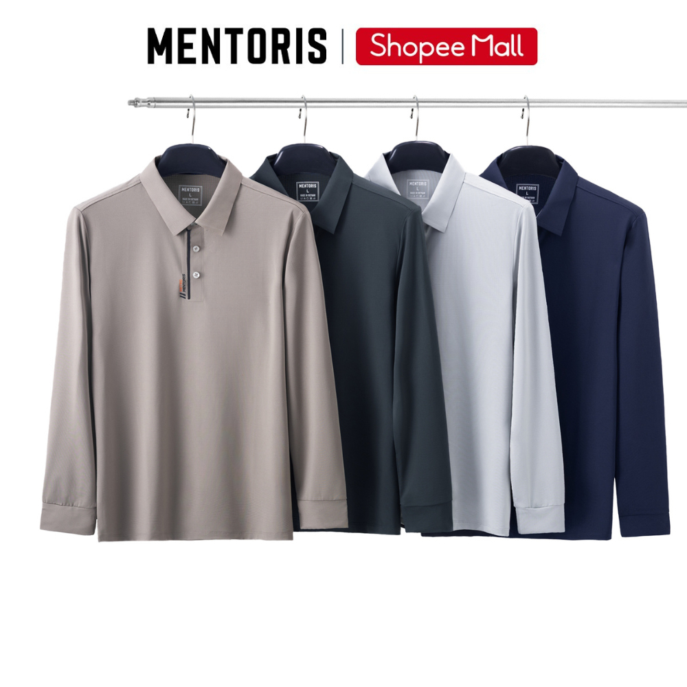 Áo Dài Tay Nam Cổ Bẻ MENTORIS, Áo Polo Nam Dài Tay, Vải Single Jersey Cao Cấp,Co Giãn Tốt MCPL26W001