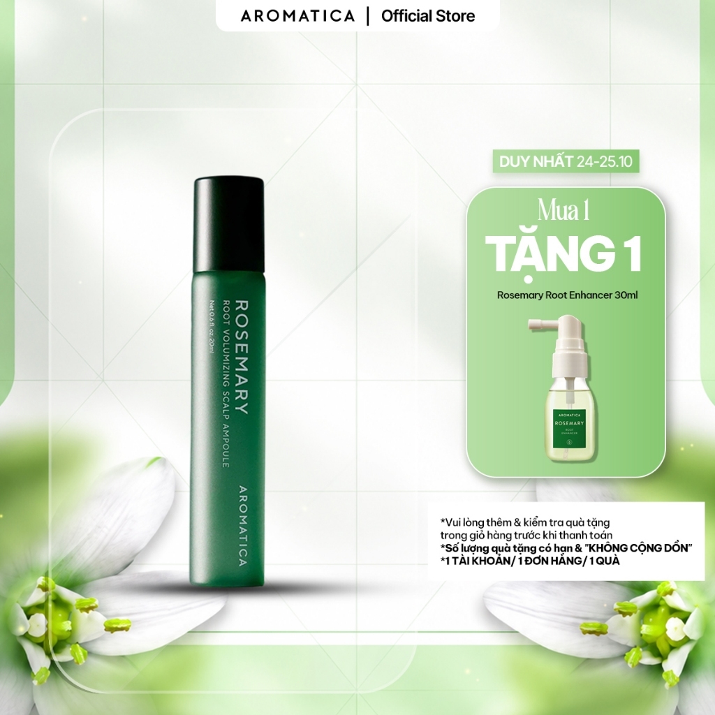 [DATE T9/2027]  Tinh Chất Dưỡng Da Đầu Giúp Giảm Rụng Tóc AROMATICA Rosemary Root Volumizing Scalp Ampoule 20ml