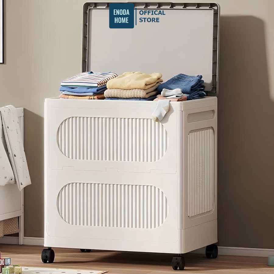 Hộp Đựng Quần Áo Gấp Gọn ENODA HOME, Thùng Đựng Quần Áo Cho Gia Đình Có Bánh Xe, Kín Đáo Chống Bụi Bẩn Q433
