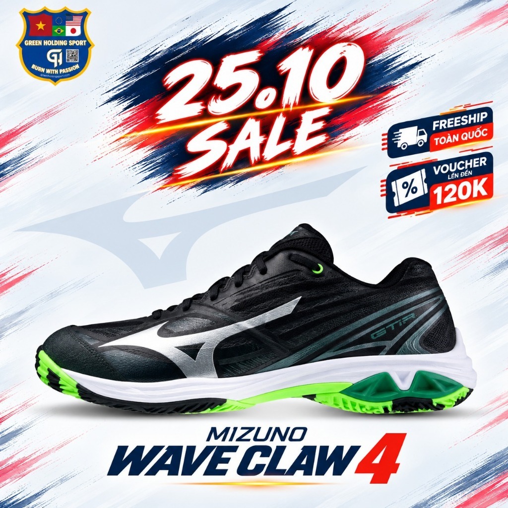 Giày cầu lông Mizuno Wave Claw 4 chính hãng -  siêu nhẹ, linh hoạt