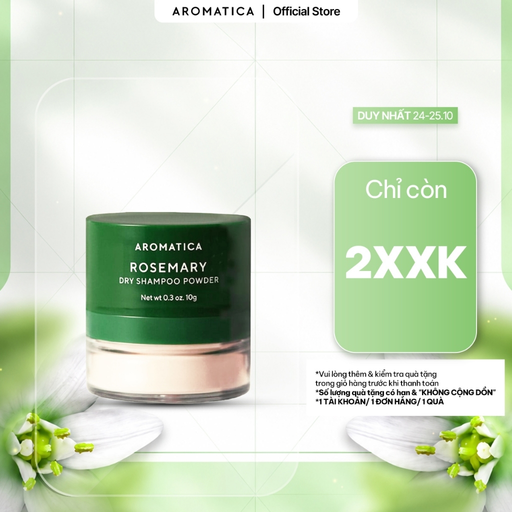 Phấn Gội Khô Hương Thảo AROMATICA Rosemary Dry Shampoo Powder 10g