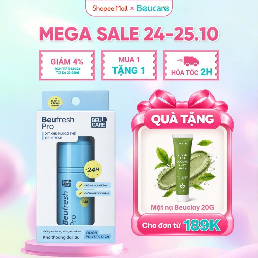 Xịt khử mùi toàn thân, lăn khử mùi BEUFRESH ngăn tiết mồ hôi, hạn chế mùi cơ thể 30ml