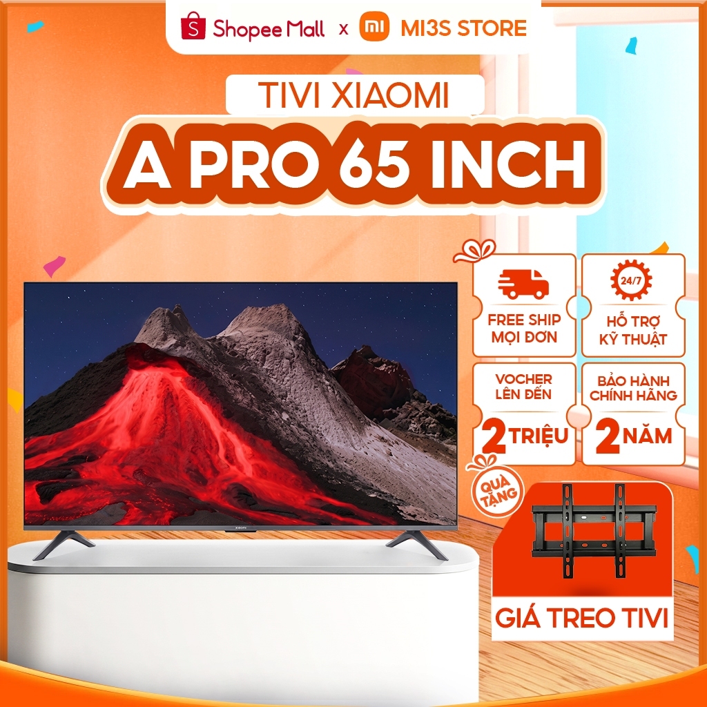 Tivi Xiaomi A Pro 65 Inch 2026 Bản Quốc Tế | QLED 4K, HDR10, Dolby Audio, Viền Mỏng, 2GB/8GB