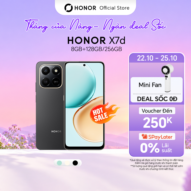 Điện Thoại HONOR X7d 8GB+128/256GB | Pin 6500mAh | Camera 108MP | Bảo hành 18 Tháng