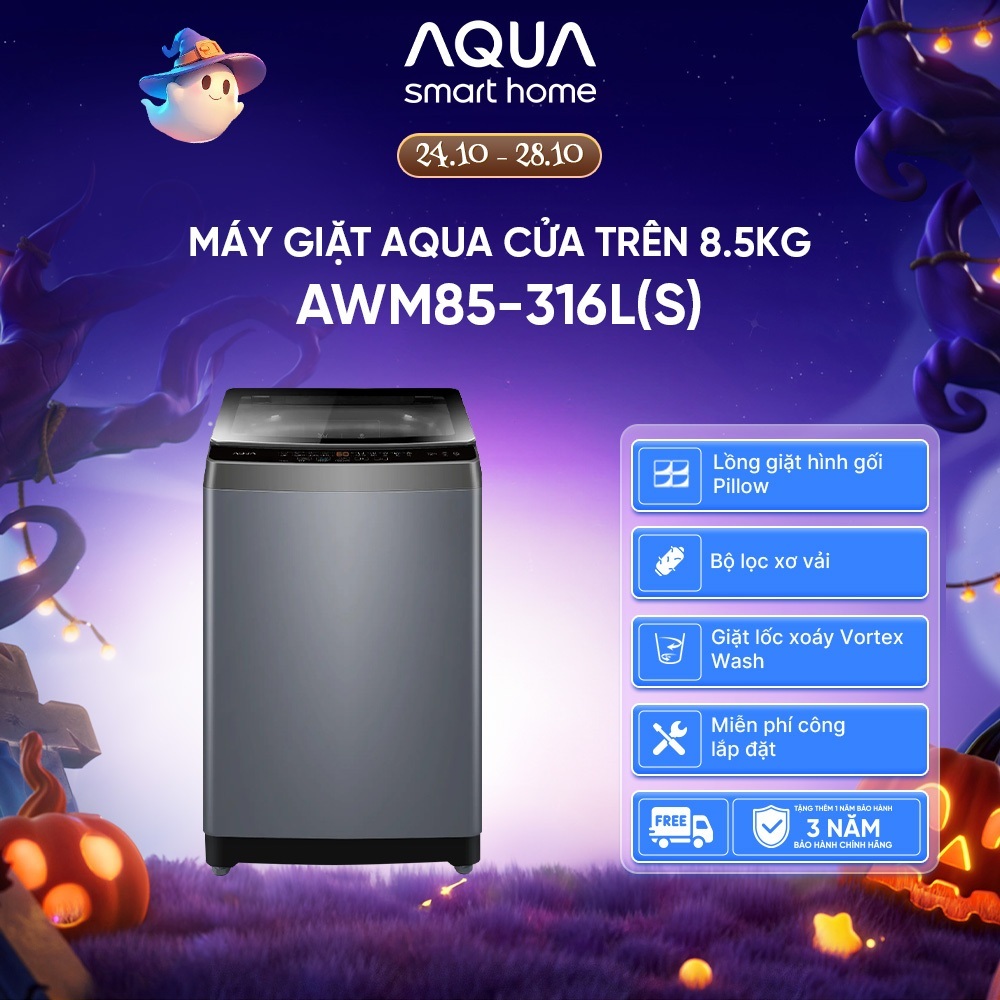 [DEAL XỊN THÁNG 10 - Tặng 1 năm bảo hành]  Máy giặt cửa trên 8.5kg AWM85-316L(S) - Freeship toàn quốc - Có đồng kiểm