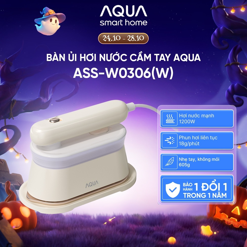 [SẢN PHẨM MỚI] Bàn ủi hơi nước cầm tay AQUA ASS-W0306(W) công suất 1200W, 602gr  - Bảo hành 1 đổi 1 trong 1 năm