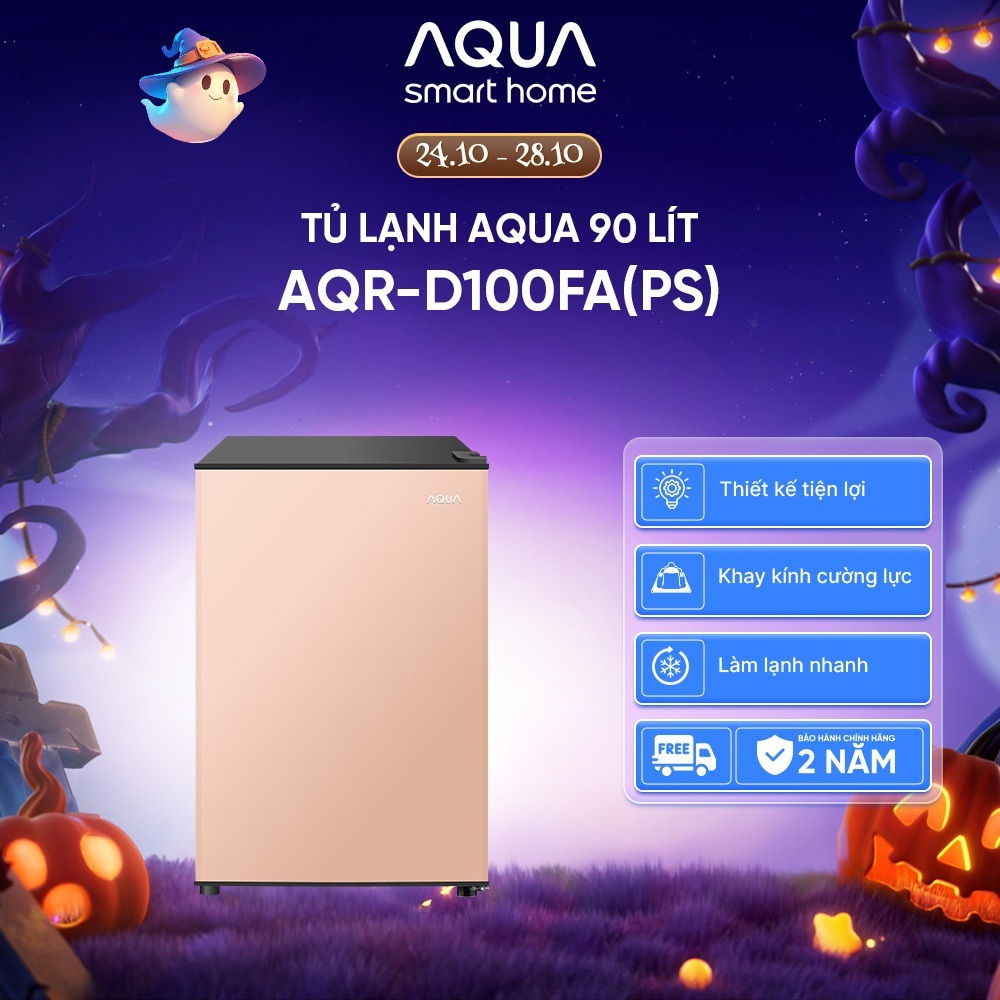 [SẢN PHẨM MỚI] Tủ lạnh mini Aqua 90 lít AQR-D100FA(PS) - Màu hồng nhạt - Freeship toàn quốc - Sẵn Hàng