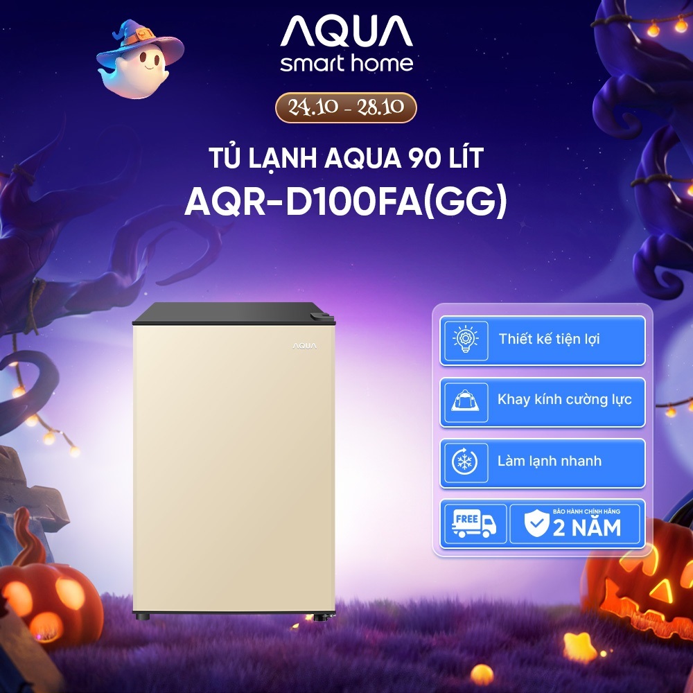 [DEAL XỊN] Tủ lạnh min Aqua 90 lít AQR-D100FA(GG) - Màu be - Freeship toàn quốc - Bảo hành 2 năm