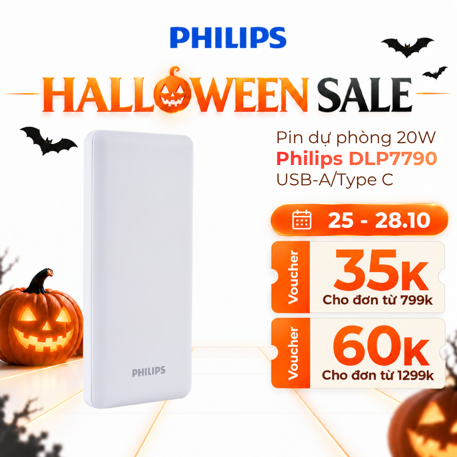 Pin dự phòng Philips Chính Hãng 10.000mAh/ 20.000mAh PD20W/ QC3.0 sạc nhanh 20W USB-A/Type C