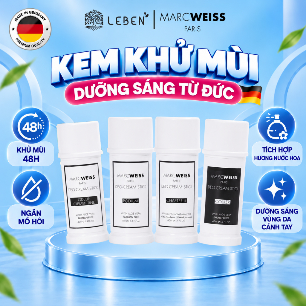 Kem Khử Mùi Ngăn Mồ Hôi Deo MarcWeiss Paris Từ Đức Hỗ Trợ Sáng Da Và Tích Hợp Hương Nước Hoa Lọ 40ml