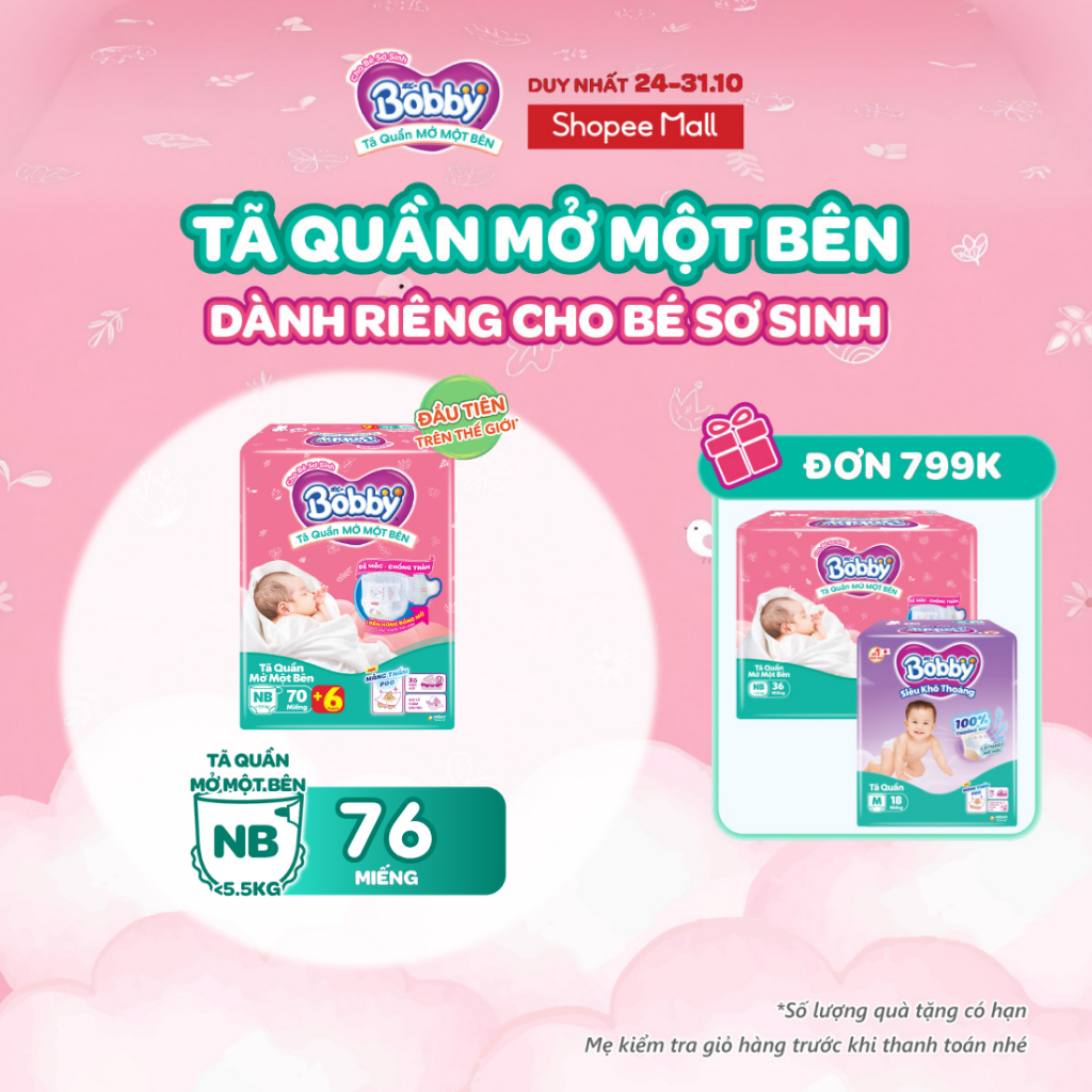 Bobby tã quần mở một bên