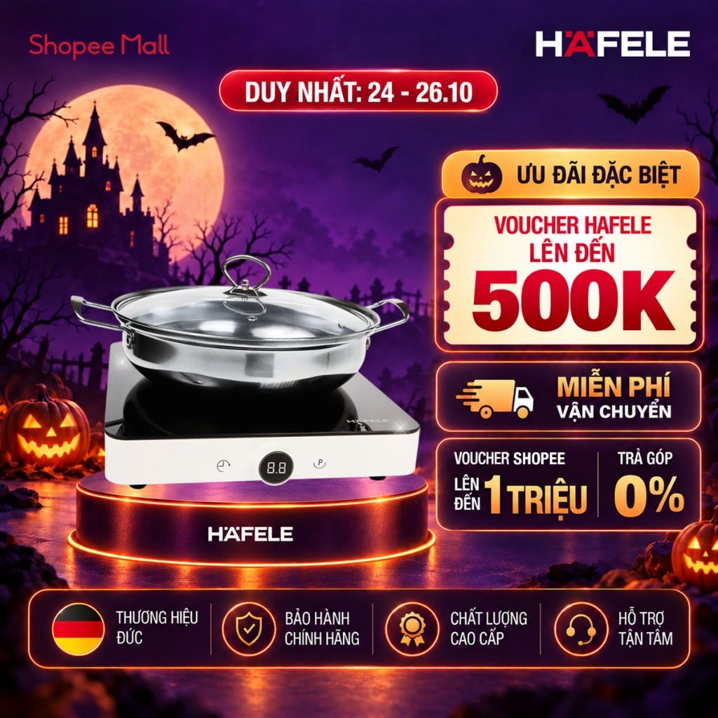 [Tặng kèm nồi lẩu] Bếp từ đơn Hafele HSI-21FW