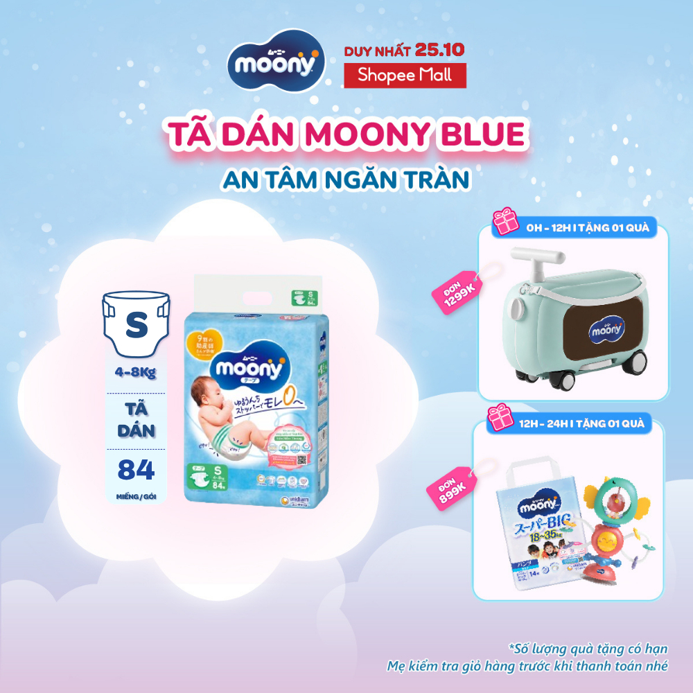 Tã dán cao cấp Moony NB/S/M/L - Nhập khẩu từ Nhật Bản
