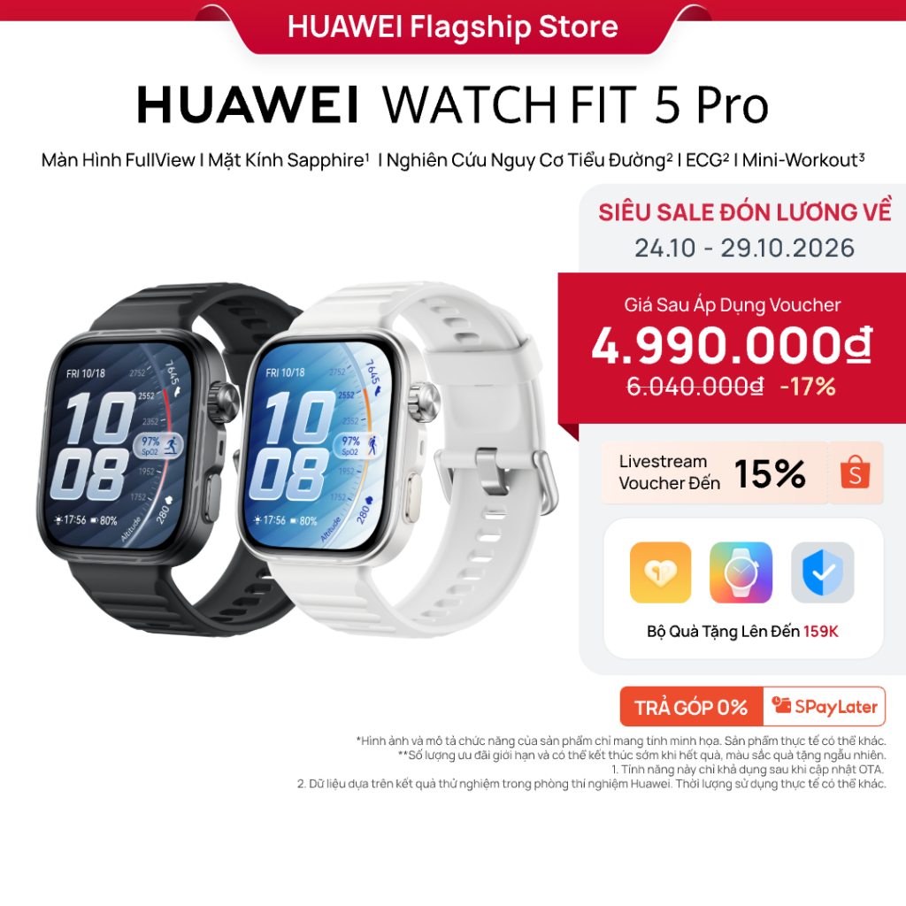 [Phiên Bản PRO] Đồng Hồ Thông Minh HUAWEI WATCH FIT 5 PRO | Titanium & Kính Sapphire 2.5D| Nghiên Cứu Nguy Cơ Tiểu Đường | BigBuy360 - bigbuy360.vn