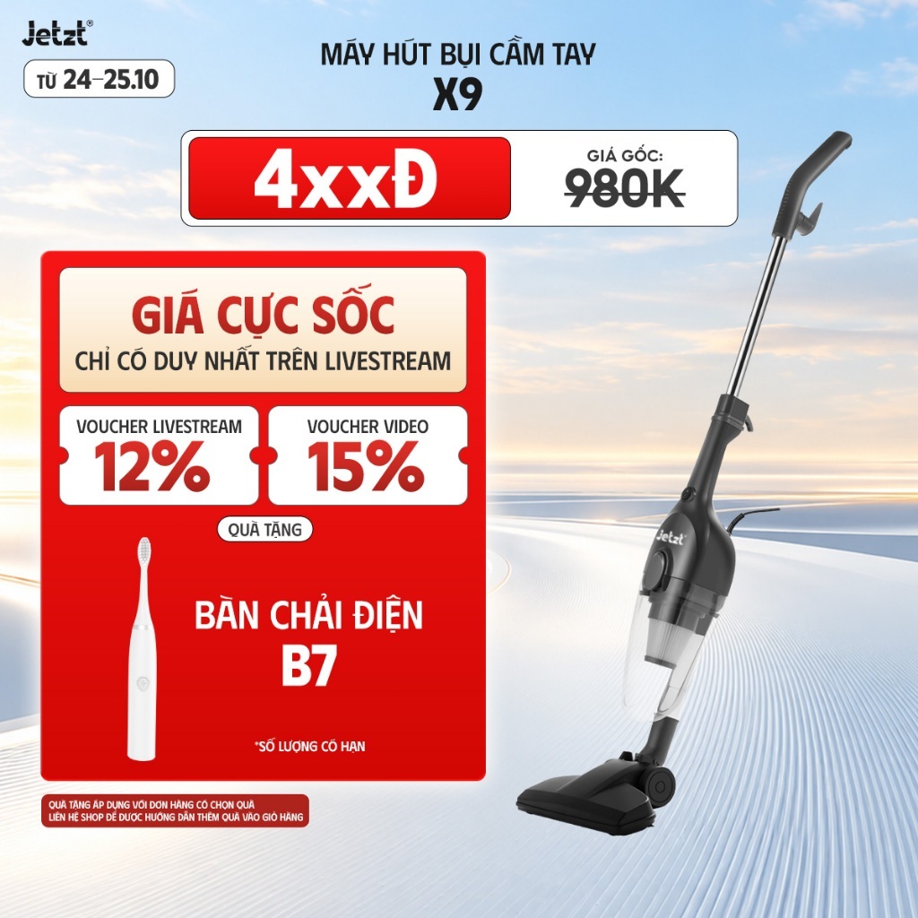 Máy hút bụi cầm tay có dây JETZT X9, lực hút 19.000PA