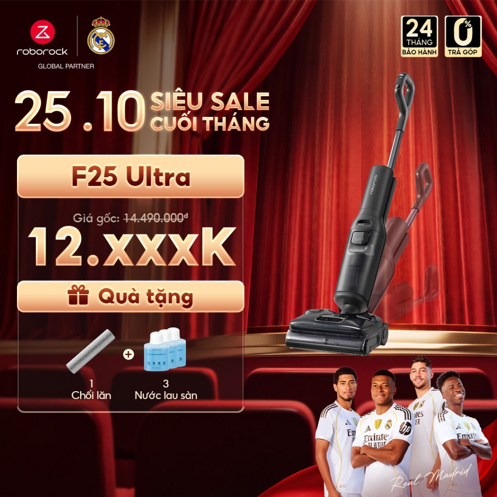 Roborock F25 Ultra máy hút bụi lau nhà hơi nước nóng | Lực hút 22000pa | Bảo hành 24 tháng