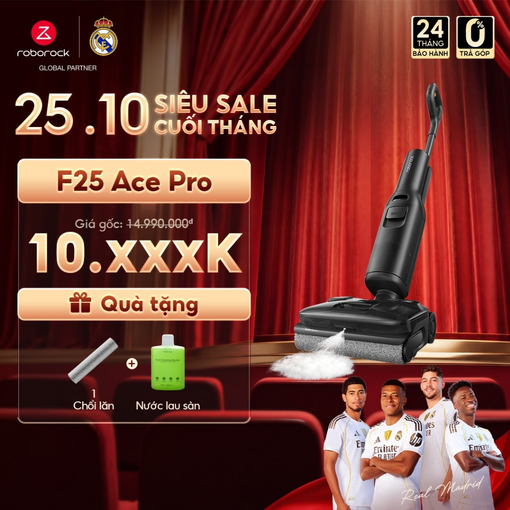 Roborock F25 Ace Pro máy hút bụi lau nhà tạo bọt | Lực hút 25.000pa | Tự động giặt sấy | Bảo hành 2 năm