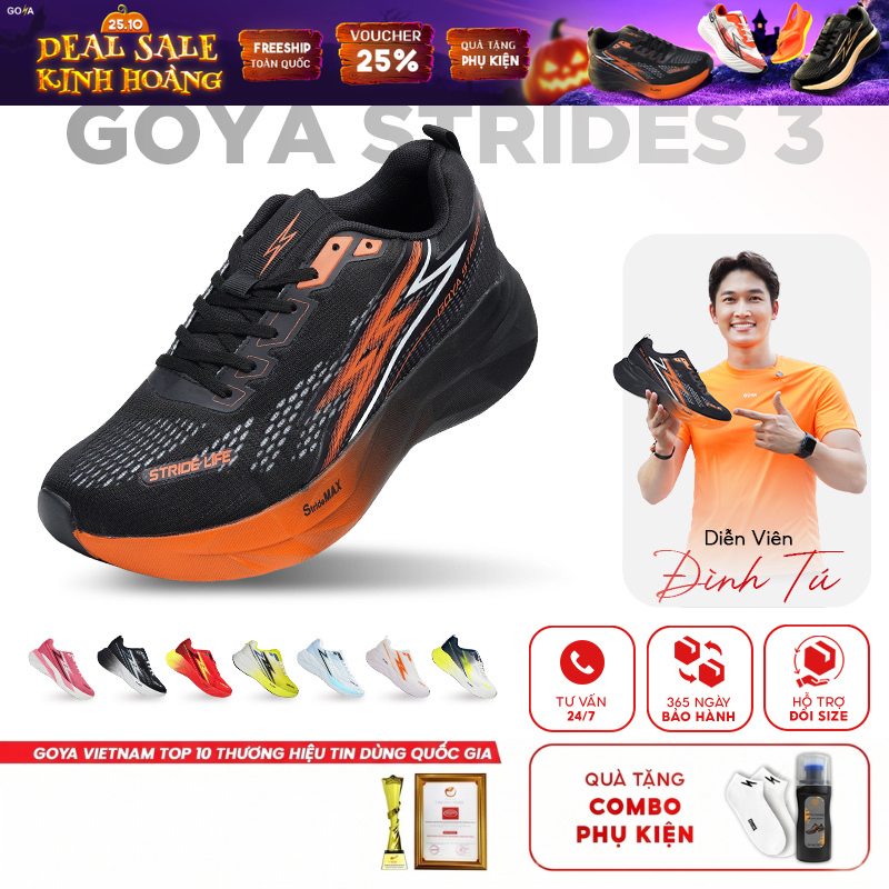 [Hot Deal Tháng 10] Giày Thể Thao Chạy Bộ Nam Nữ GOYA STRIDES 3 Năm 2026 -  Êm Ái Vượt Trội, Thoáng Khí