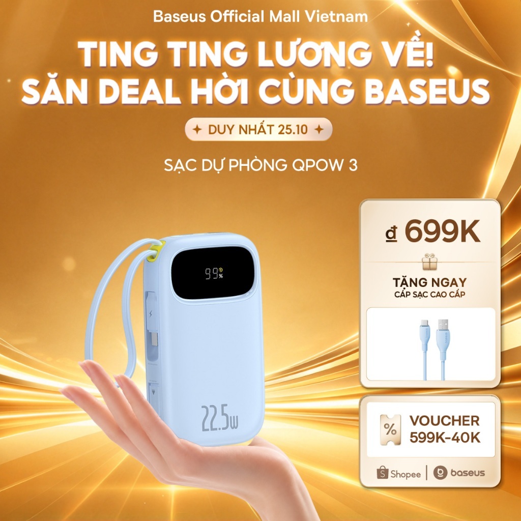 [MỚI VỀ - Chứng nhận CCC] Sạc Dự Phòng Baseus Qpow2 & Qpow 3 20000mAh PD 22.5W 30W 45W TypeC & IP 2 Cho iP