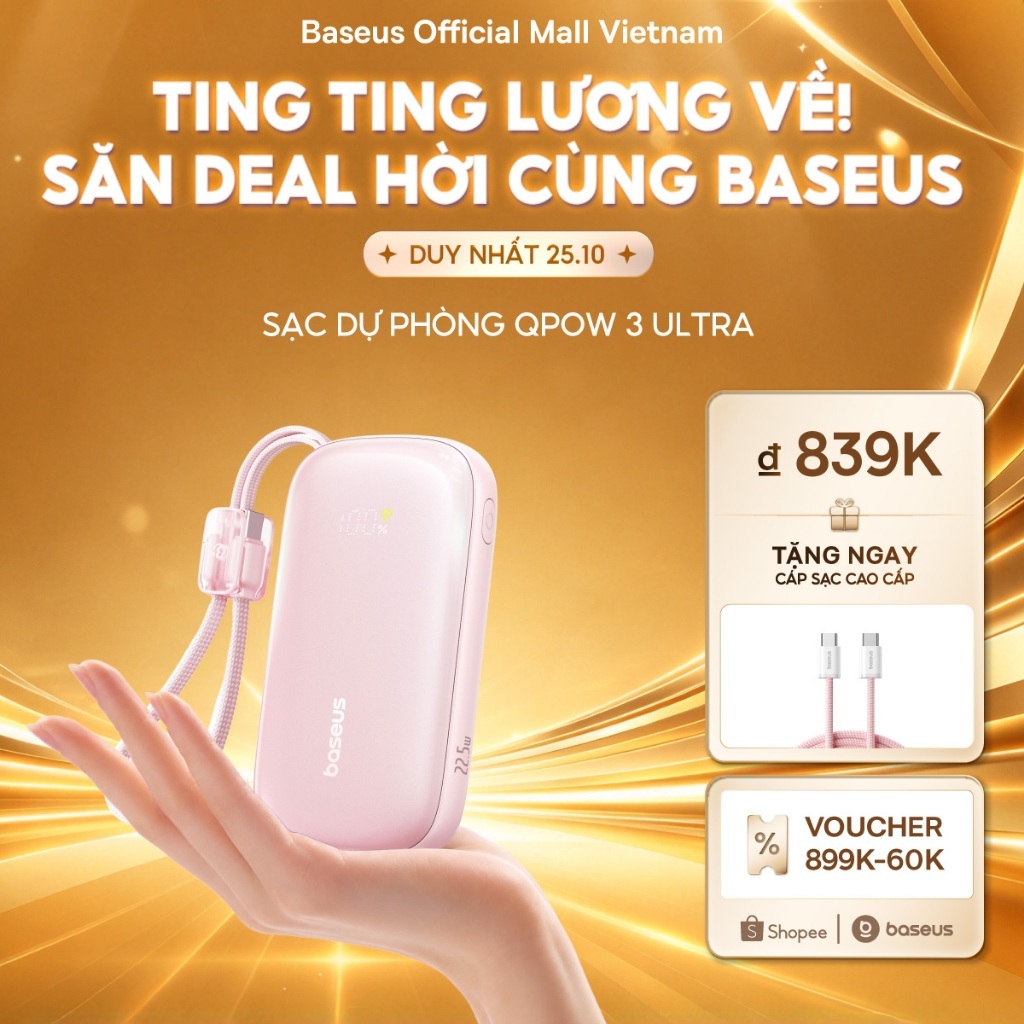 [CHUẨN CHỨNG NHẬN CCC] Sạc Dự Phòng Baseus EnerFill FC21 Qpow3 Ultra/FC11 &10000mAh/20000mAh 22.5W  - Sạc Nhanh Kèm Cáp
