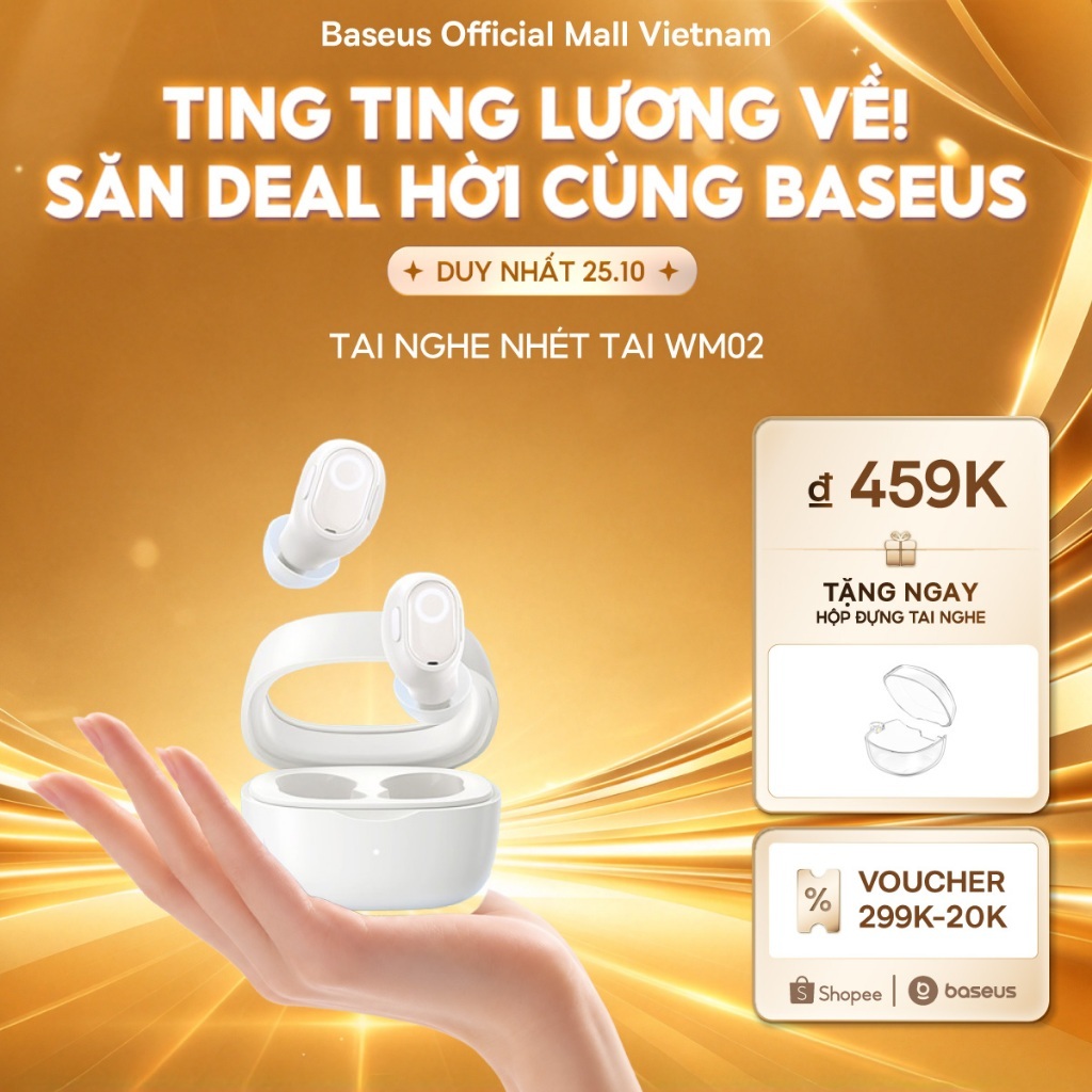 [MÀU HỒNG SIÊU HOT - MỚI VỀ]Tai nghe nhét tai không dây BASEUS WM02 bluetooth 5.3 TWS chống ồn thời lượng pin 25 giờ