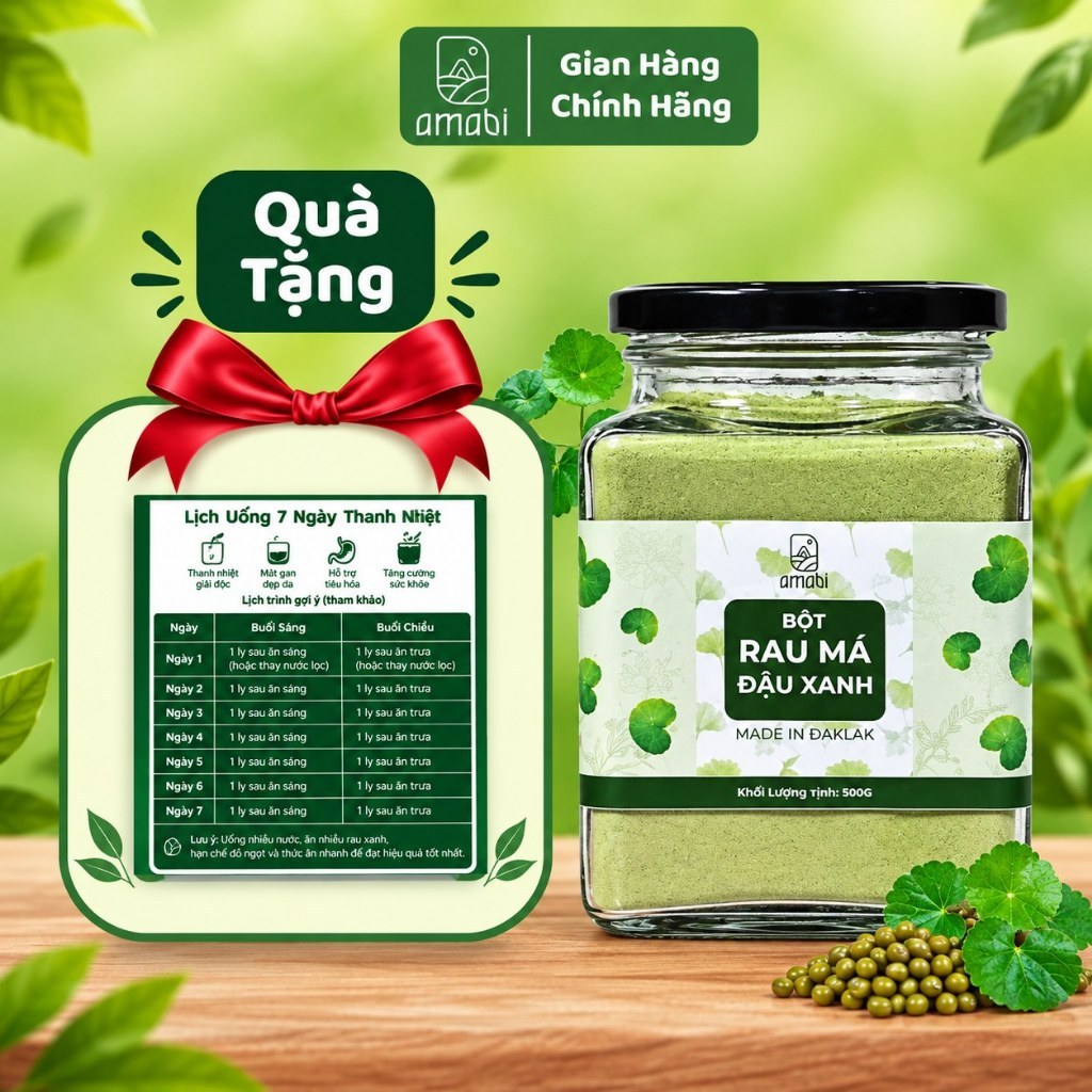 Rau má đậu xanh OGANIC amabi,Bột rau má nguyên chất thanh nhiệt,giải độc,mát gan 100%natural