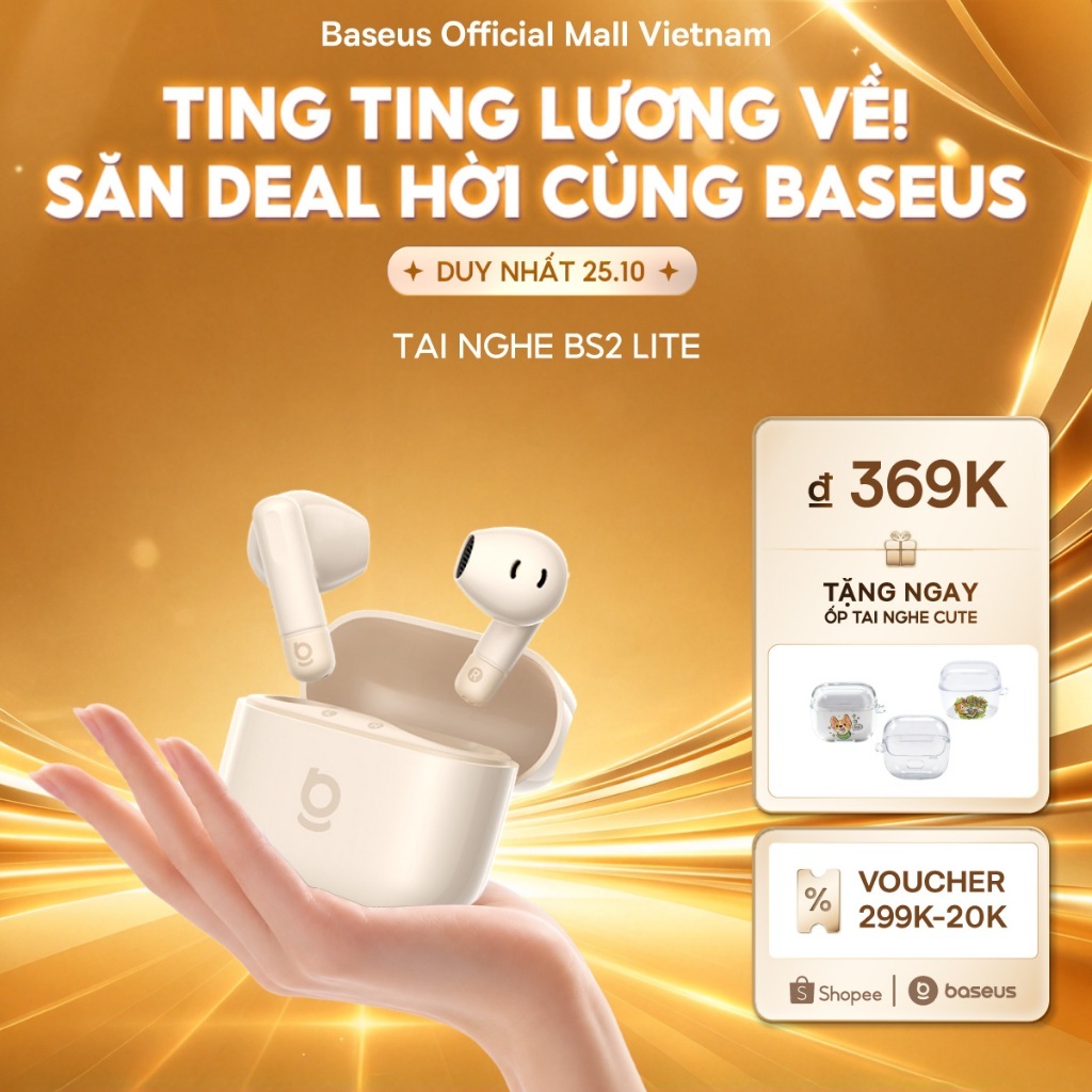 [Giá Sinh Viên - Chọn Là Mê!] Tai Nghe Baseus Bass BS2 Lite Bluetooth 6.0 &2 Mic AI Call Rõ, Nghe Nhạc, Tập Luyện Cực Đã