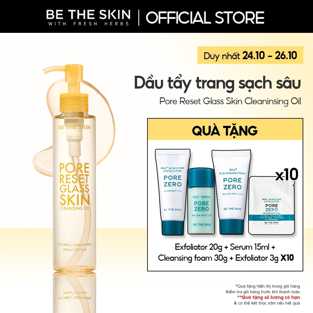 Dầu Tẩy Trang Làm Sạch Sâu Pore Reset Glass Skin Cleansing Oil BETHESKIN 150ml