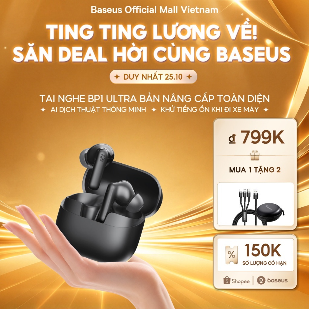 [SIÊU PHẨM AI - MUA 1 TẶNG 2 ] Tai Nghe BP1 Ultra Tích Hợp AI Dịch Thuật Thông Minh,Khử Tiếng Ồn Khi Đi Xe Máy