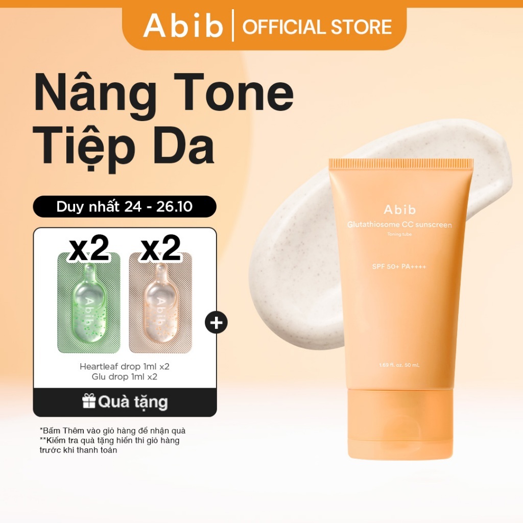 Kem chống nắng nâng tông thật da Abib Glutathiosome CC Sunscreen Toning tube SPF 50+ PA++++ 50ml
