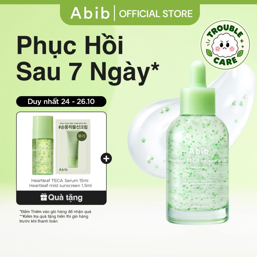 Tinh chất viên nang diếp cá làm dịu da Abib Heartleaf TECA capsule serum Calming drop 50ml