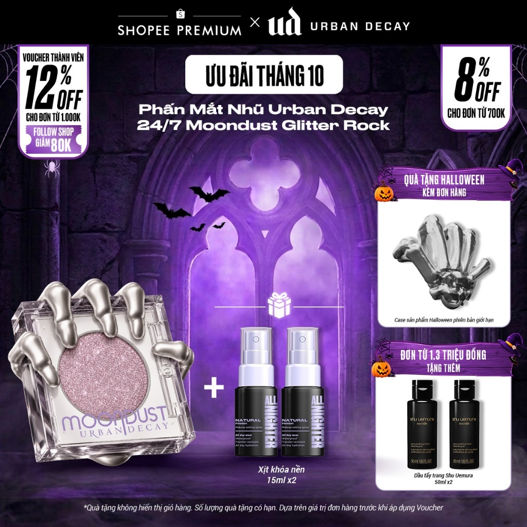 Phấn Mắt Nhũ Urban Decay 24/7 Moondust Glitter Rock | Màu Hồng Ánh Nhũ Tím - Hiệu ứng kim cương siêu lấp lánh