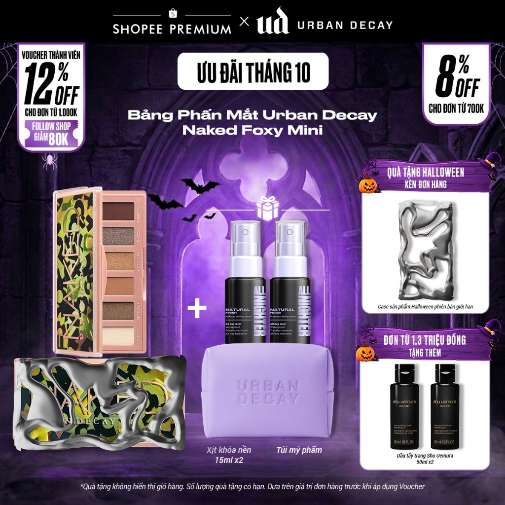 Bảng Phấn Mắt Urban Decay Naked Foxy Mini | 6 Tông Màu Xanh Rêu Khói - Thuần Chay, Bền Màu 12H